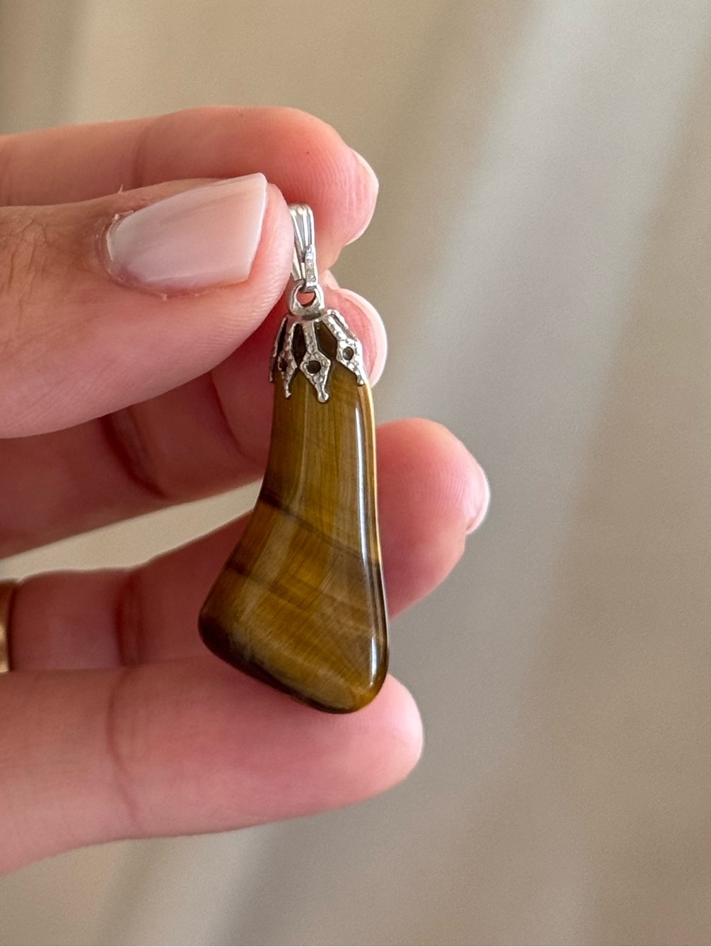 Yellow Tiger's Eye Pendant Necklace - Sterling silver - Picture 2 of 3